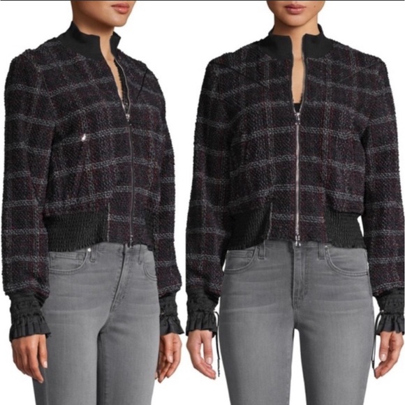 3.1 Phillip Lim Mockneck Tweed Bomber Jacket Coat - Picture 6 of 7